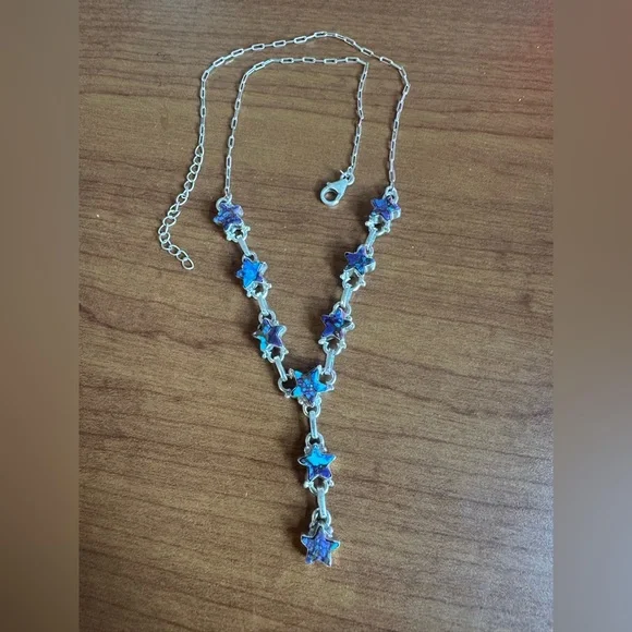 Starry Purple Dahlia Turquoise Sterling Silver Lariat Necklace - Picture 2 of 5